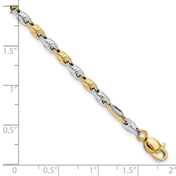 14K Two-tone Polished Fancy Link 7.5 inch Bracelet