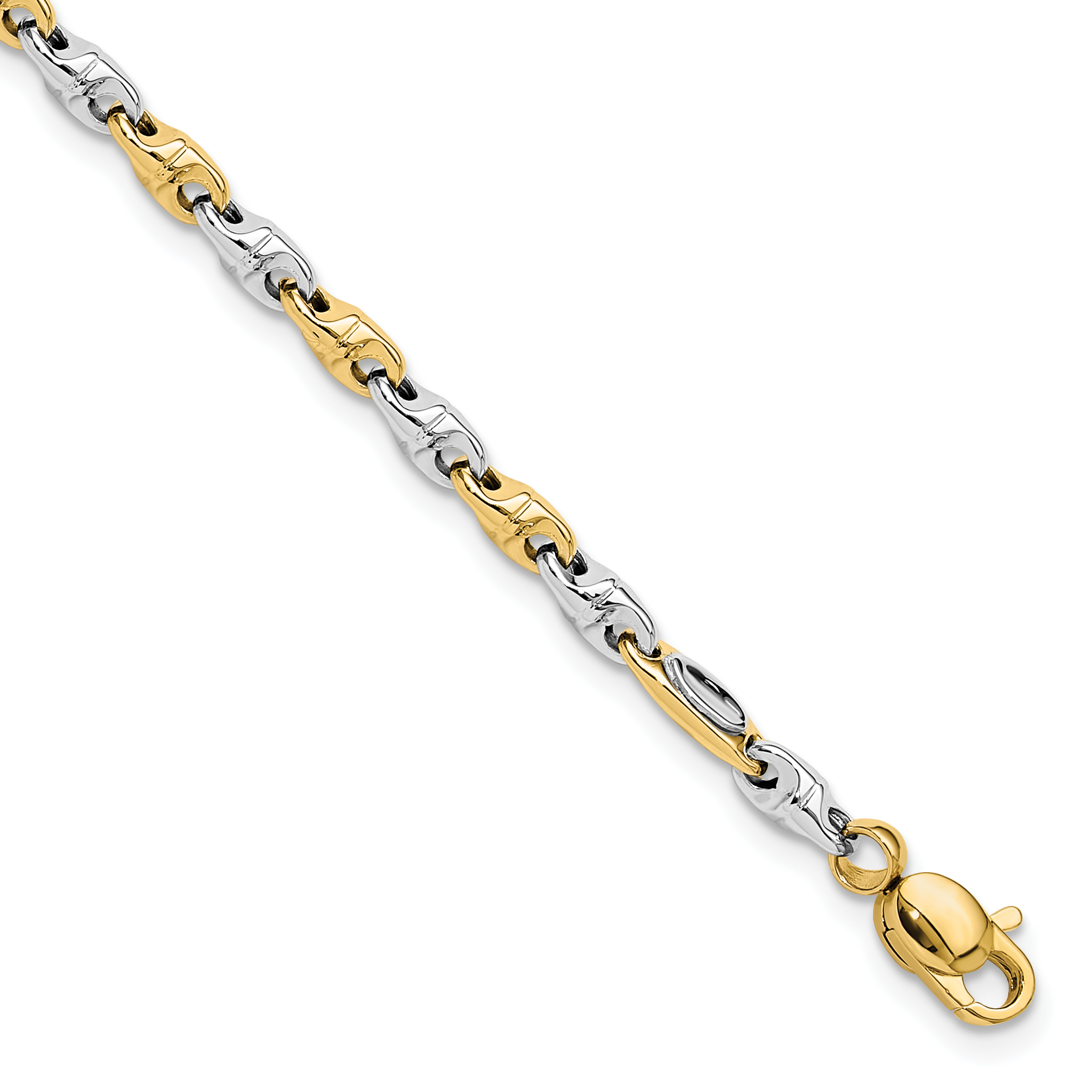 14K Two-tone Polished Fancy Link 7.5 inch Bracelet (SF2598-7.5)