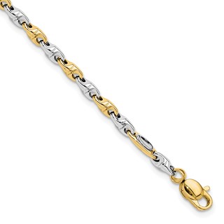 14K Two-tone Polished Fancy Link 7.5 inch Bracelet