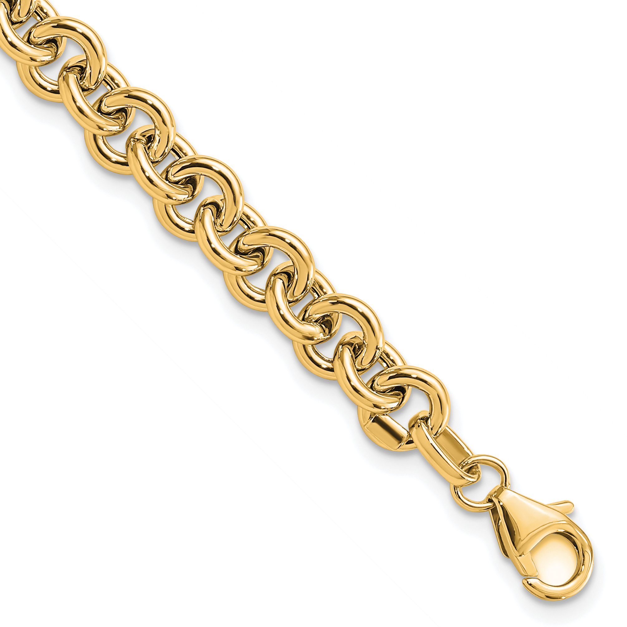 14k Polished 6.5mm Fancy Rolo Link 7.75 inch Bracelet (SF2600-7.75)