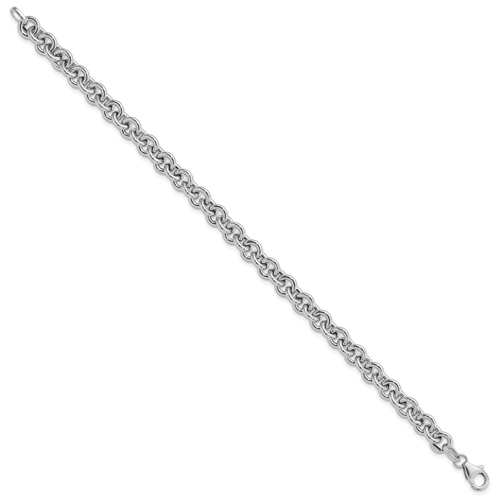 14k White Gold Polished 6.5mm Fancy Rolo Link 7.75 inch Bracelet (SF2601-7.75)