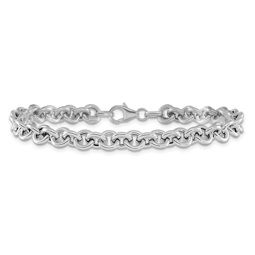 14k White Gold Polished 6.5mm Fancy Rolo Link 7.75 inch Bracelet (SF2601-7.75)