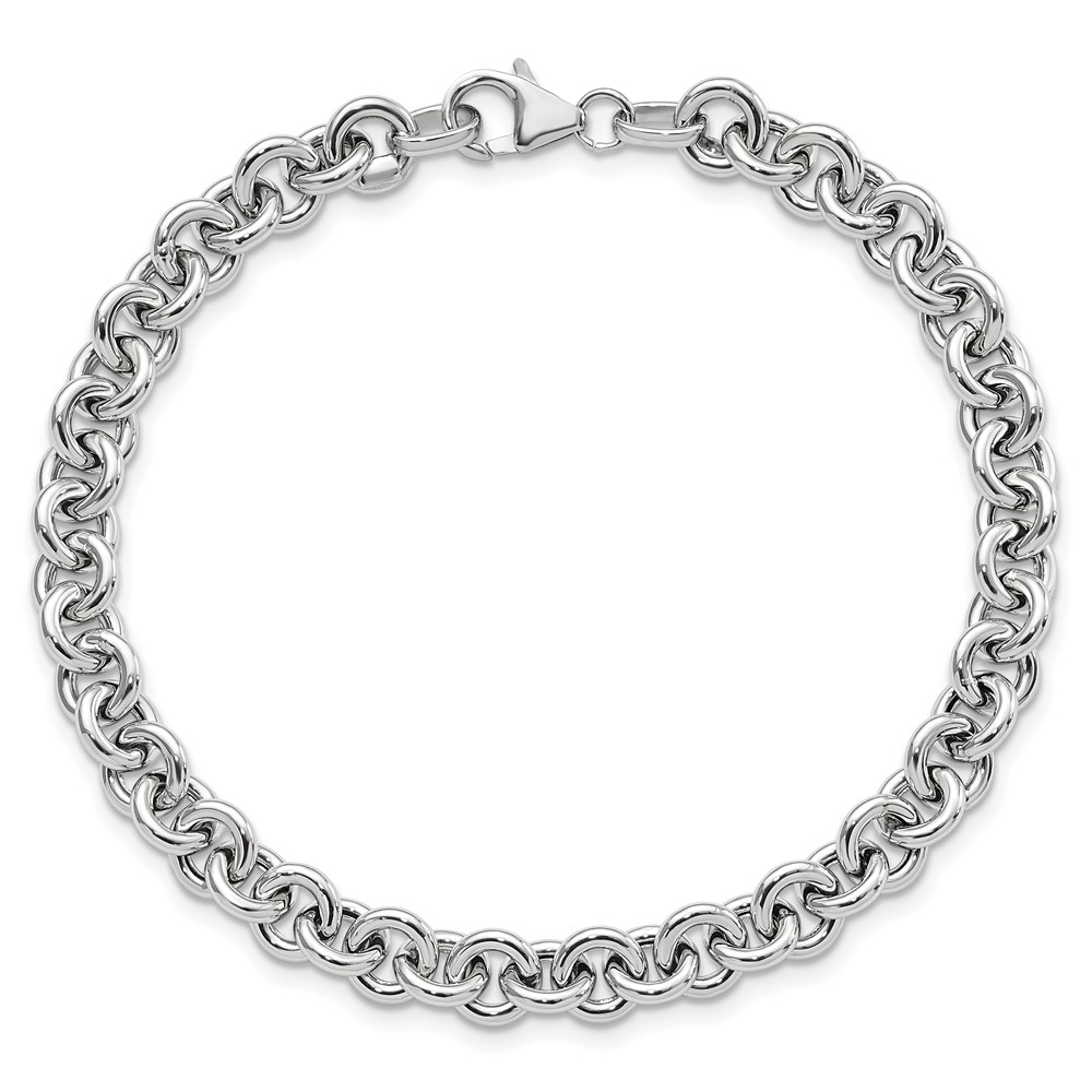14k White Gold Polished 6.5mm Fancy Rolo Link 7.75 inch Bracelet (SF2601-7.75)