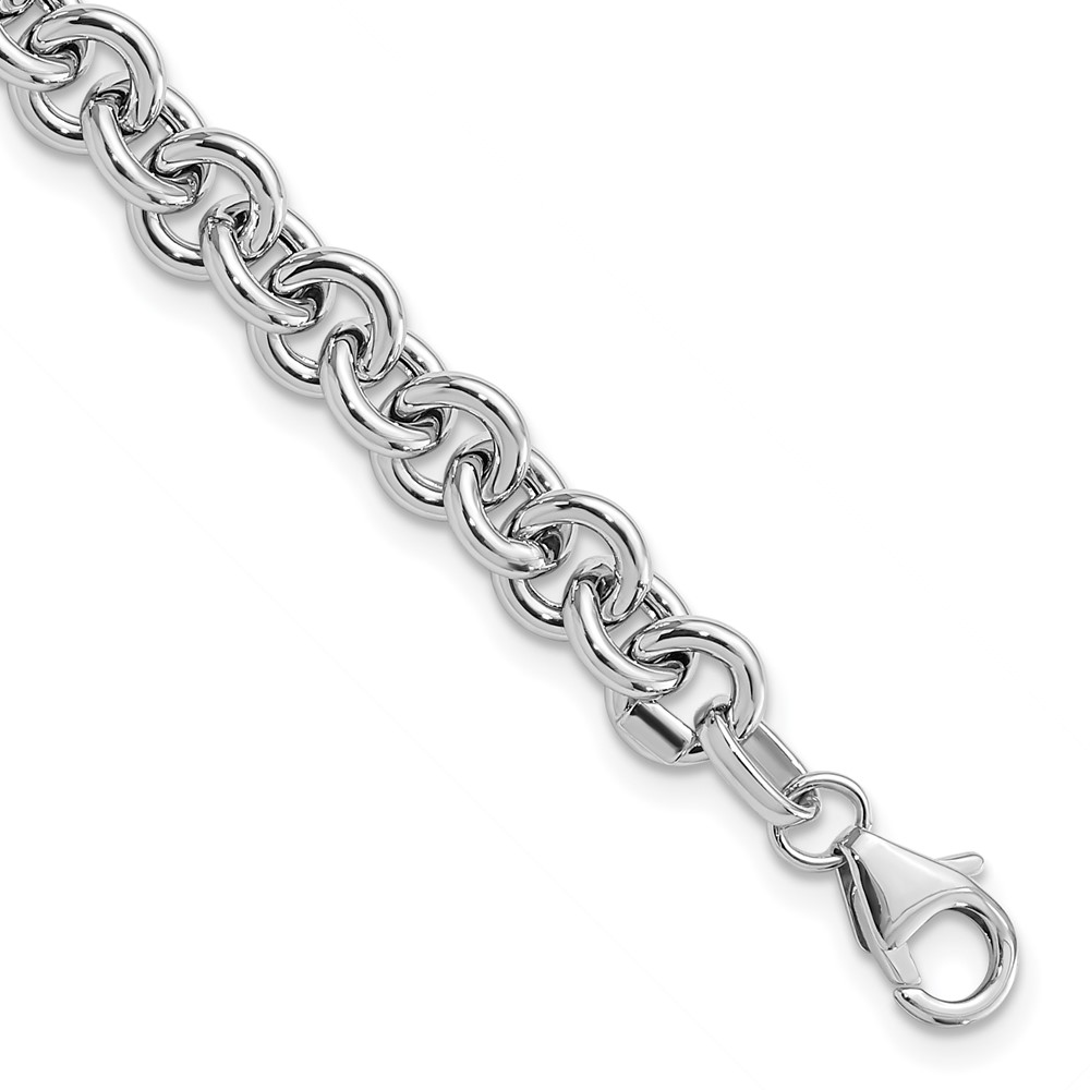 14k White Gold Polished 6.5mm Fancy Rolo Link 7.75 inch Bracelet (SF2601-7.75)