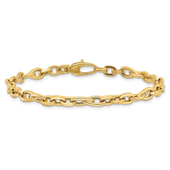 14K Polished 5.2mm Fancy Cable Link 7.5 inch Bracelet