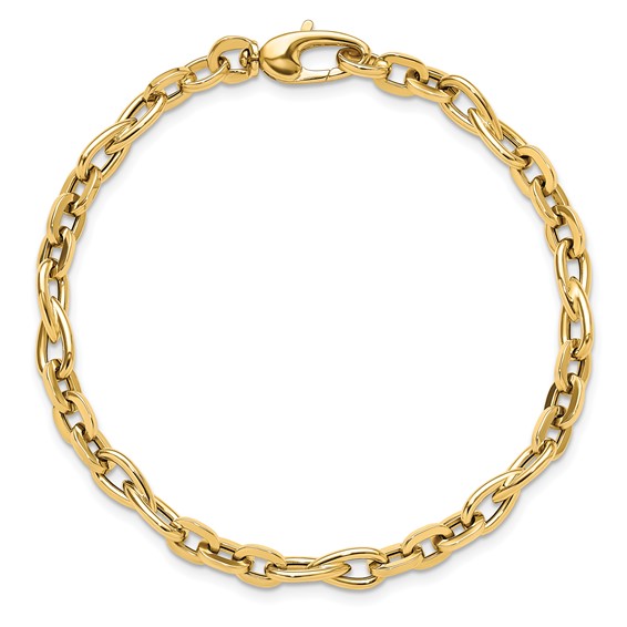 14K Polished 5.2mm Fancy Cable Link 7.5 inch Bracelet
