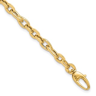 14K Polished 5.2mm Fancy Cable Link 7.5 inch Bracelet