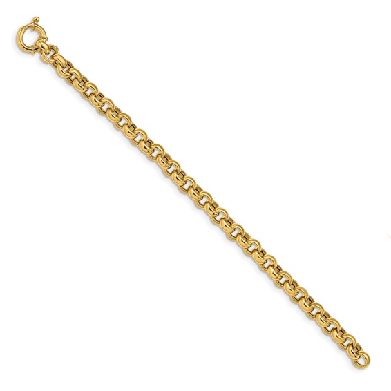 14K Polished 7.5mm Fancy Rolo Link 7.5 inch Bracelet