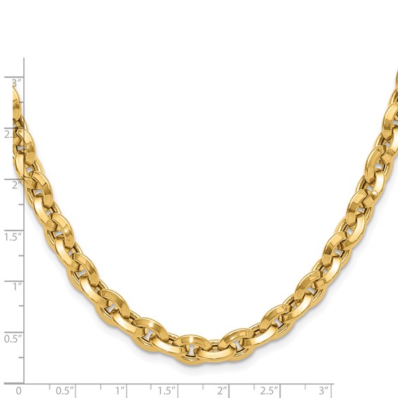 14K Polished Fancy Knife-edge Rolo Link Necklace