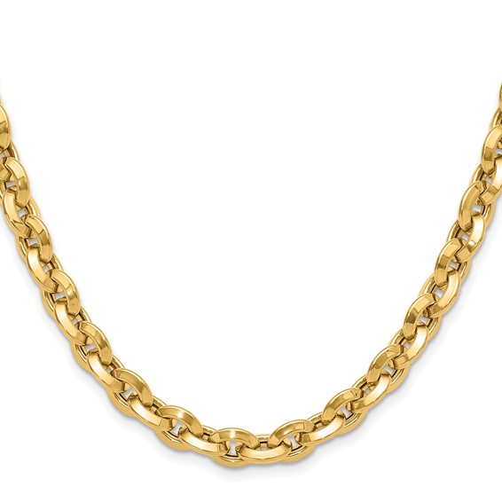 14K Polished Fancy Knife-edge Rolo Link Necklace
