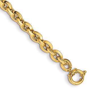14K Polished 7.9mm Fancy Knife-edge Rolo Link 8 inch Bracelet
