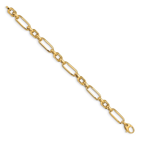 14k Polished 7.8mm Fancy Figaro Link 7.5 inch Bracelet