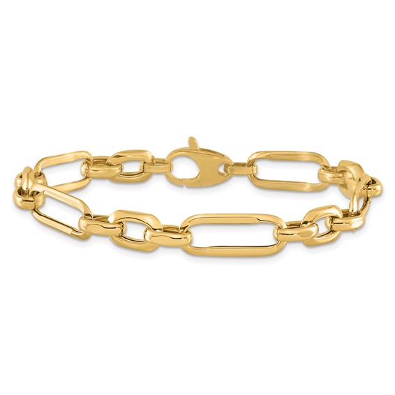 14k Polished 7.8mm Fancy Figaro Link 7.5 inch Bracelet