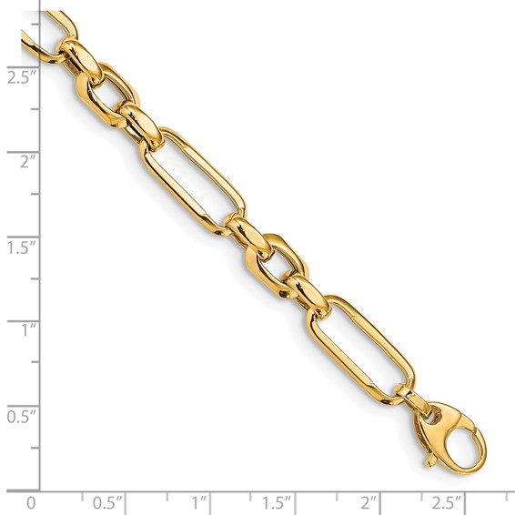 14k Polished 7.8mm Fancy Figaro Link 7.5 inch Bracelet