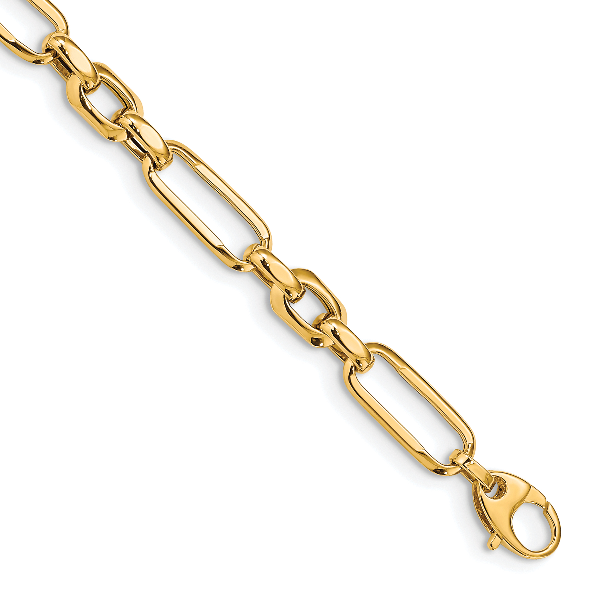 14k Polished 7.8mm Fancy Figaro Link 7.5 inch Bracelet (SF2614-7.5)
