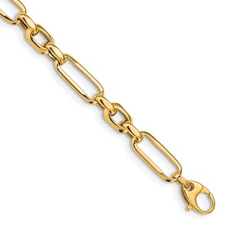 14k Polished 7.8mm Fancy Figaro Link 7.5 inch Bracelet