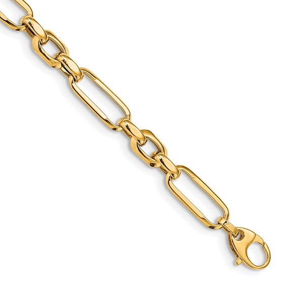 14k Polished 7.8mm Fancy Figaro Link 7.5 inch Bracelet