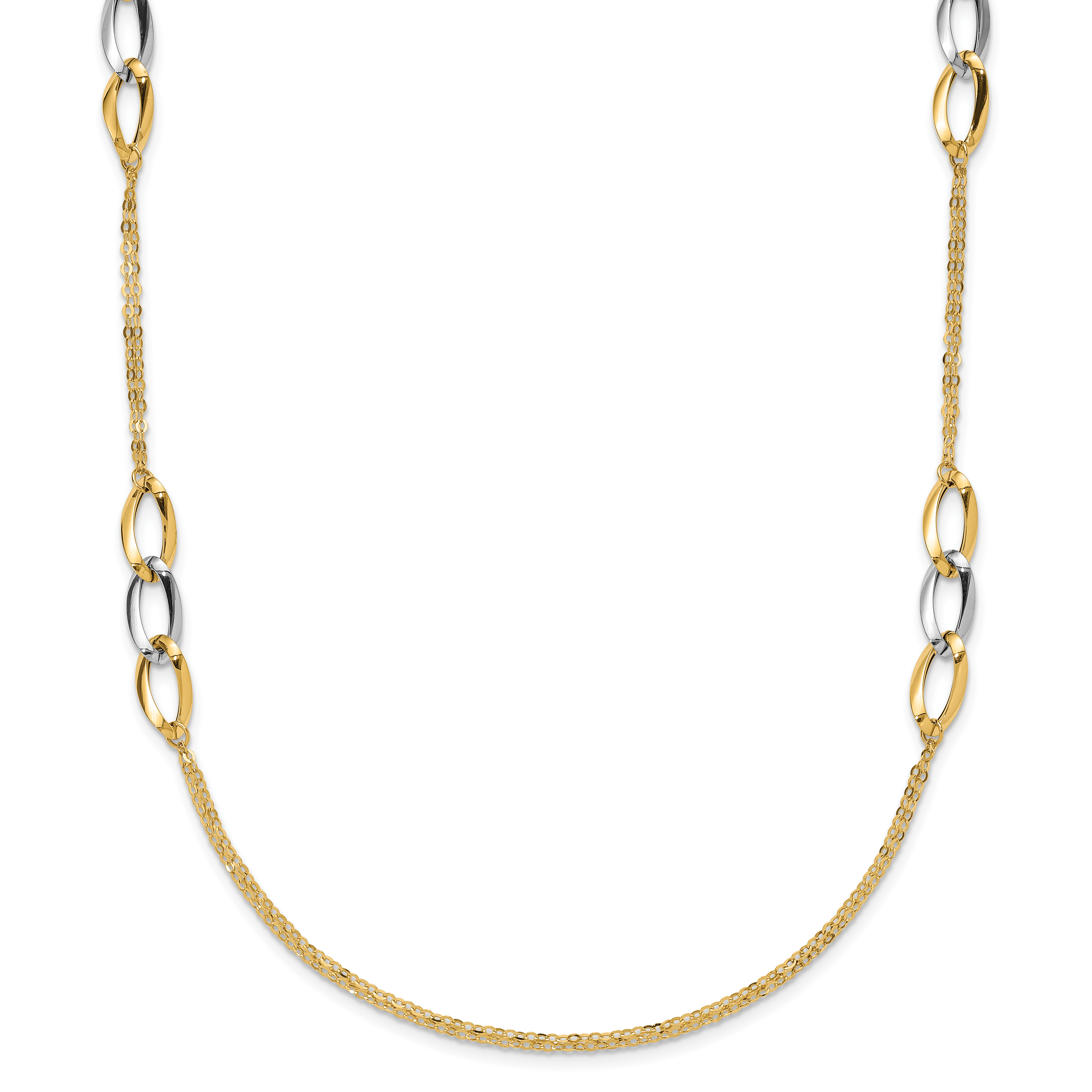 14K Two-tone Polished w/ .25 in ext. Fancy Link Necklace (SF2616-31.5)