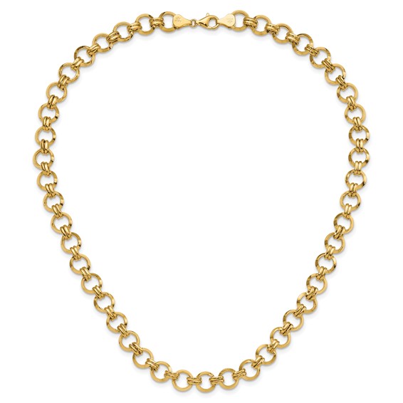 14k Polished 9.4mm Fancy Circle Link 18 inch Necklace