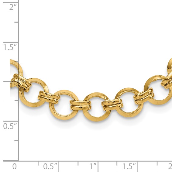 14k Polished 9.4mm Fancy Circle Link 18 inch Necklace