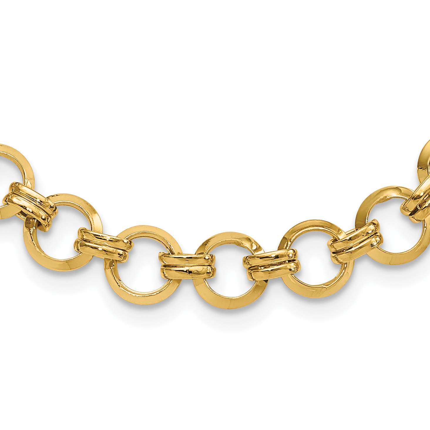 14k Polished 9.4mm Fancy Circle Link 18 inch Necklace (SF2617-18)