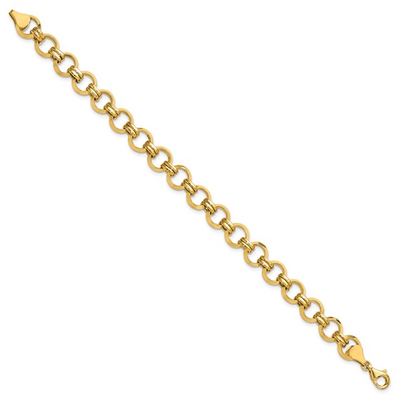 14k Polished 9.4mm Fancy Circle Link 7.5 inch Bracelet