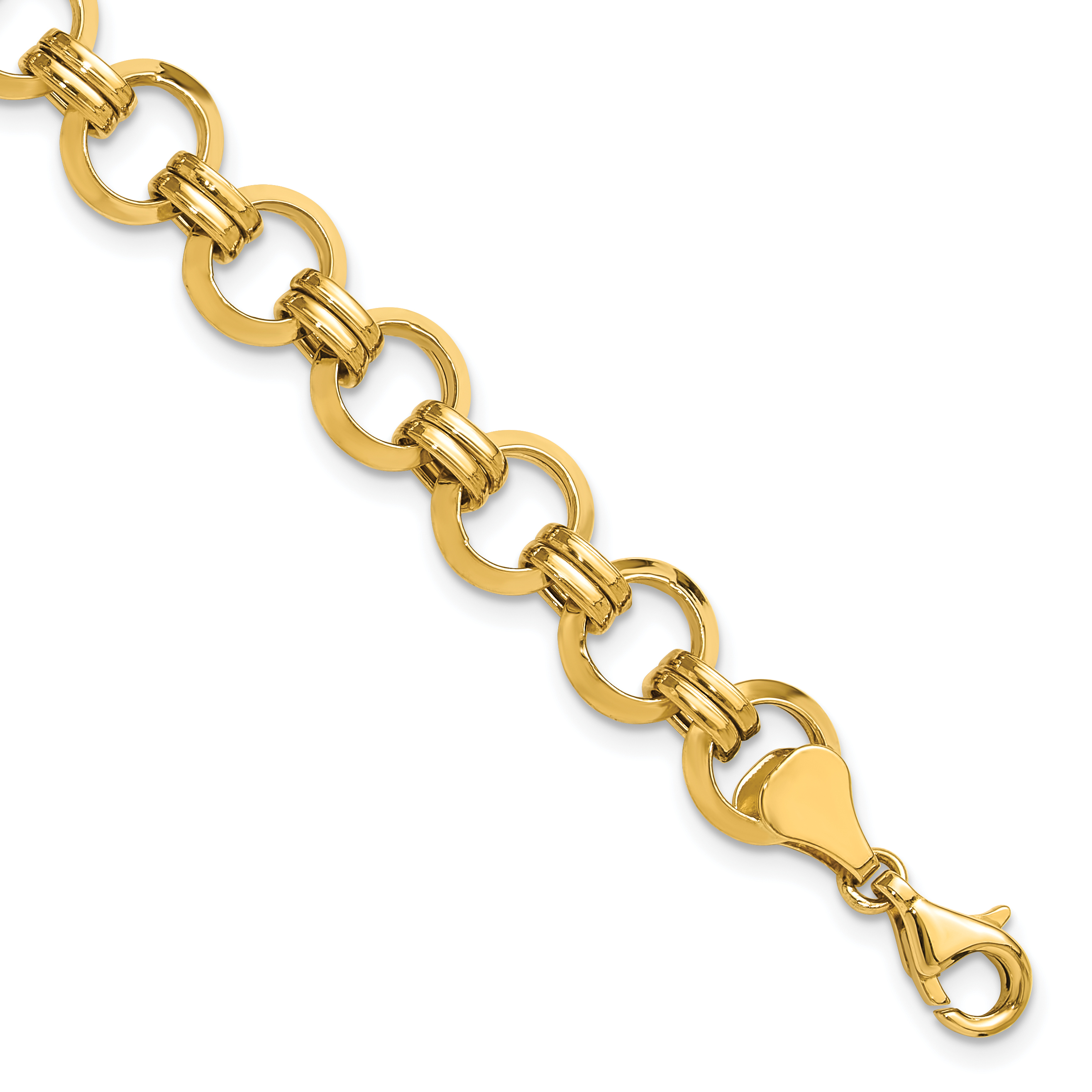 14k Polished 9.4mm Fancy Circle Link 7.5 inch Bracelet (SF2617-7.5)