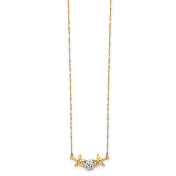 Gold Sand Dollar and Starfish Necklace