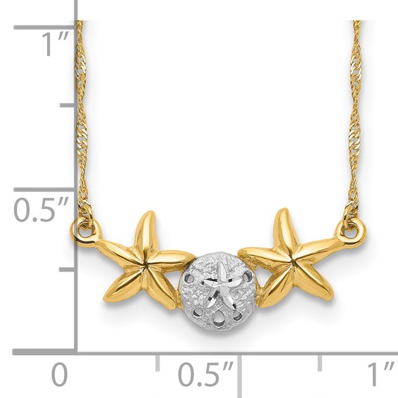 Gold Sand Dollar and Starfish Necklace