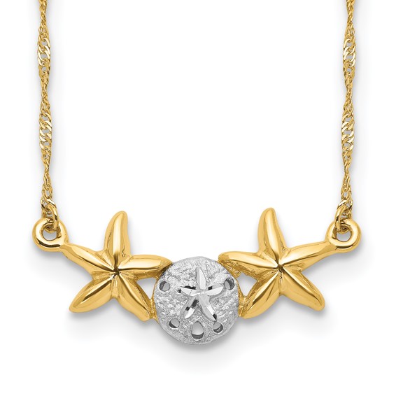 Gold Sand Dollar and Starfish Necklace