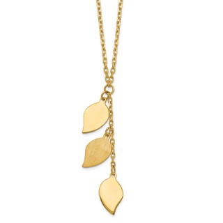 14K Brushed & Polished w/2 in ext Leaf Necklace