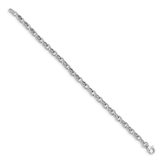 14K White Gold Polished Fancy Link 7.5 inch Bracelet