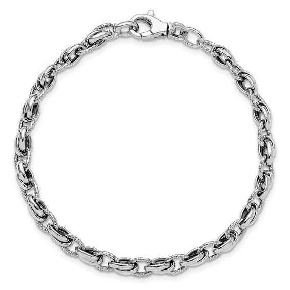 14K White Gold Polished Fancy Link 7.5 inch Bracelet