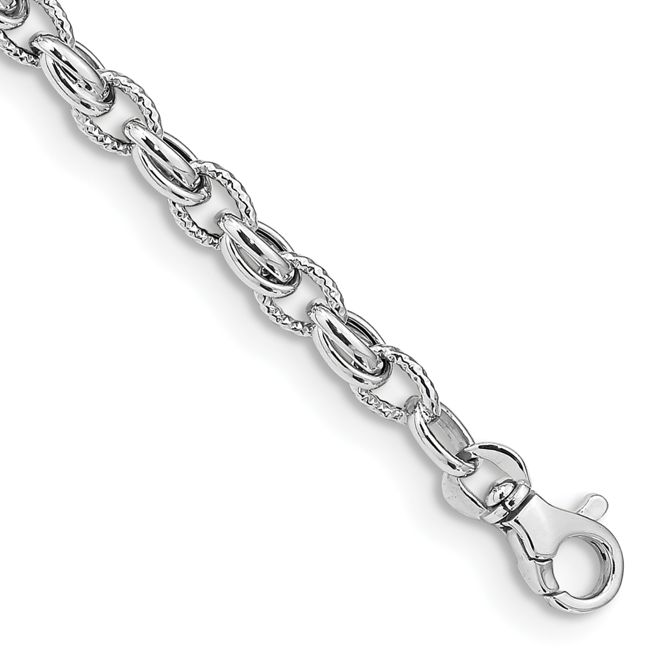 14K White Gold Polished Fancy Link 7.5 inch Bracelet (SF2687W-7.5)