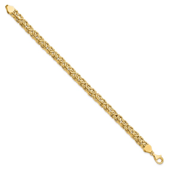 14K Polished 7.75mm Fancy Byzantine Link 8 inch Bracelet