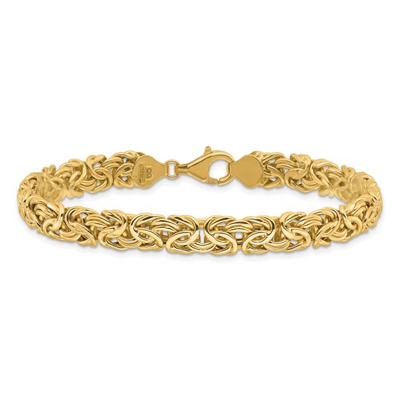 14K Polished 7.75mm Fancy Byzantine Link 8 inch Bracelet