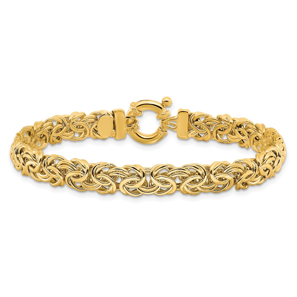 14k Fancy 7mm Flat Byzantine 7.5 inch Bracelet (SF2732-7.5)