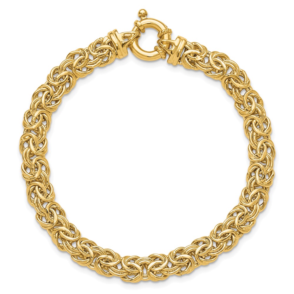 14k Fancy 7mm Flat Byzantine 7.5 inch Bracelet (SF2732-7.5)