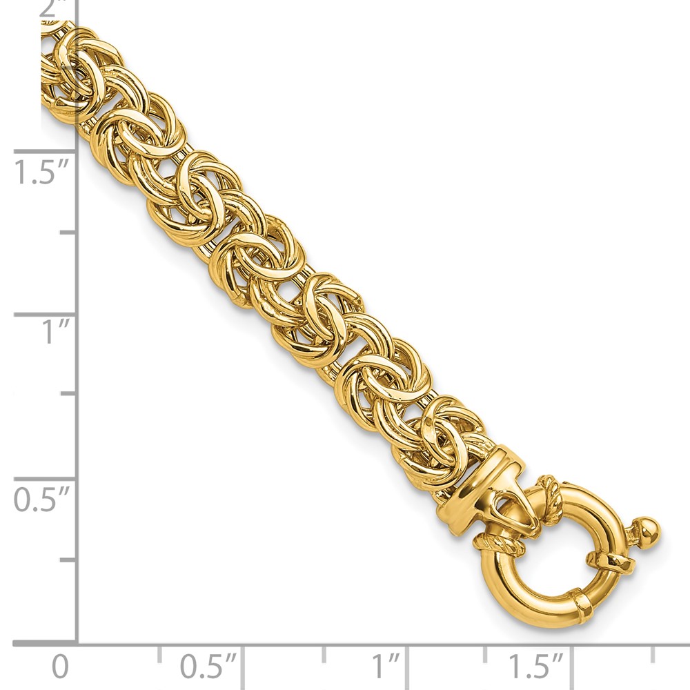 14k Fancy 7mm Flat Byzantine 7.5 inch Bracelet (SF2732-7.5)