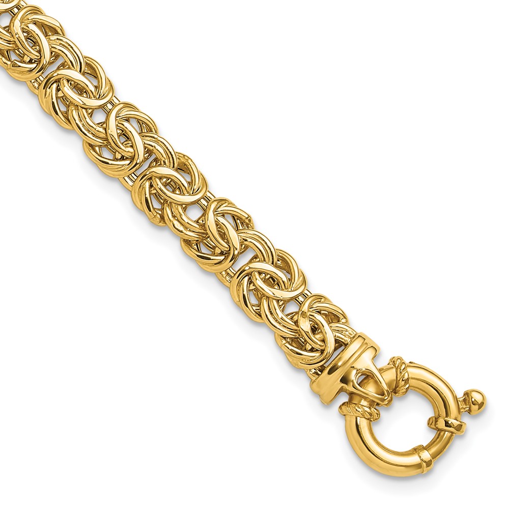 14k Fancy 7mm Flat Byzantine 7.5 inch Bracelet (SF2732-7.5)