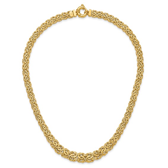 14k Fancy Graduated 7-12mm Flat Byzantine 17.5 inch Necklace