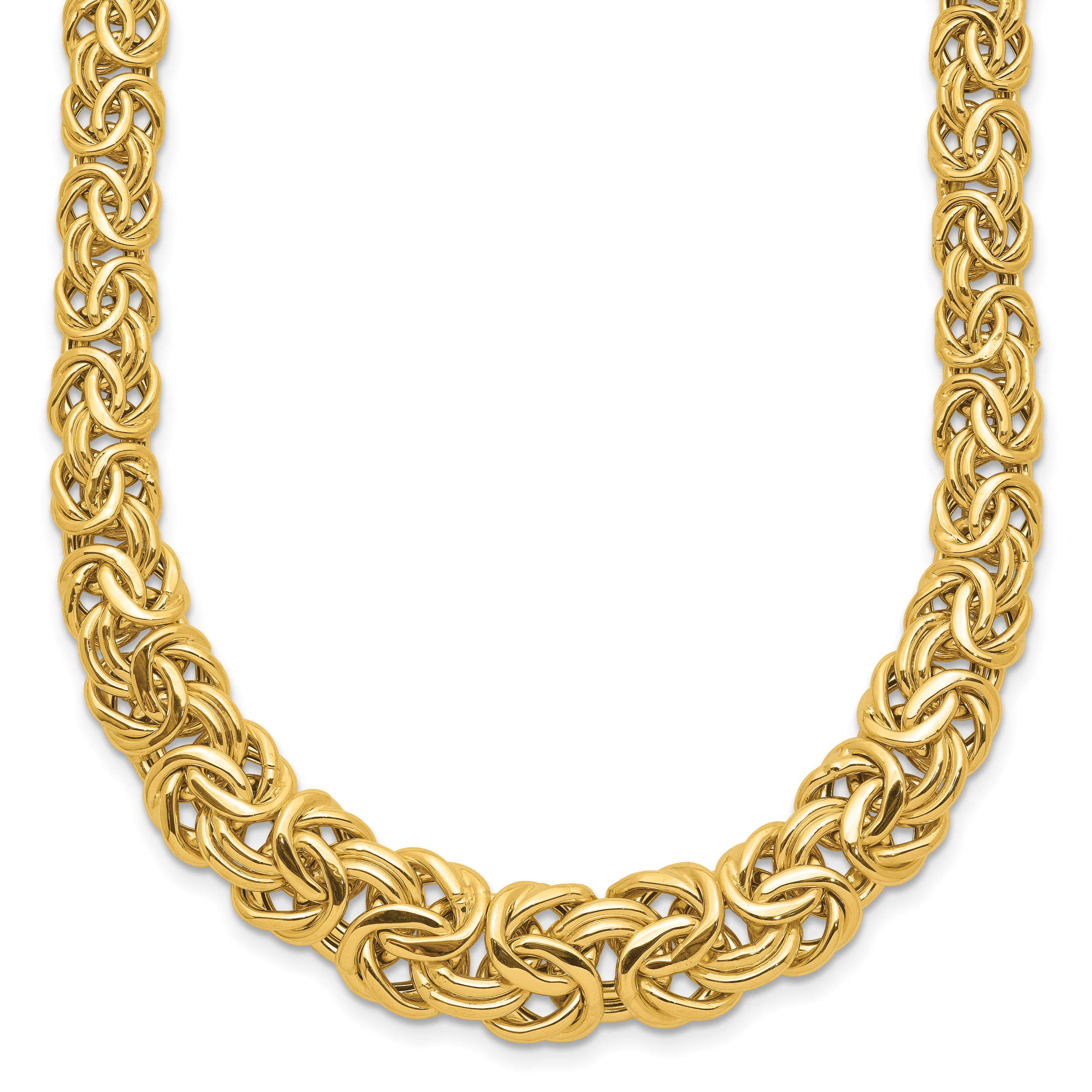 14k Fancy Graduated 7-12mm Flat Byzantine 17.5 inch Necklace (SF2733-17.5)