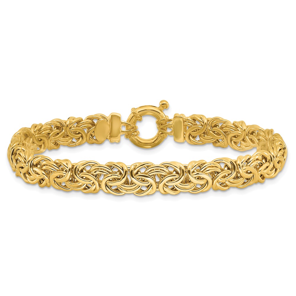 14k Fancy 8mm Flat Byzantine 7.5 inch Bracelet (SF2733-7.5)