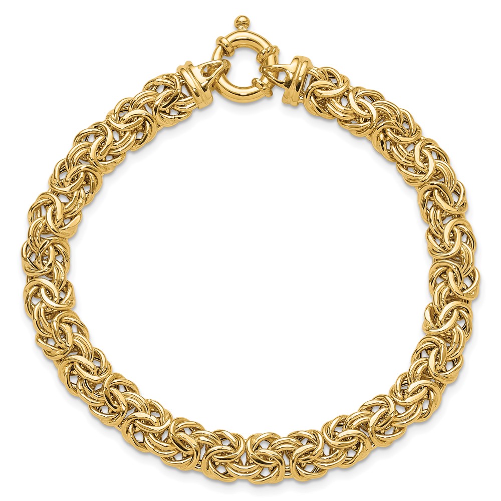 14k Fancy 8mm Flat Byzantine 7.5 inch Bracelet (SF2733-7.5)