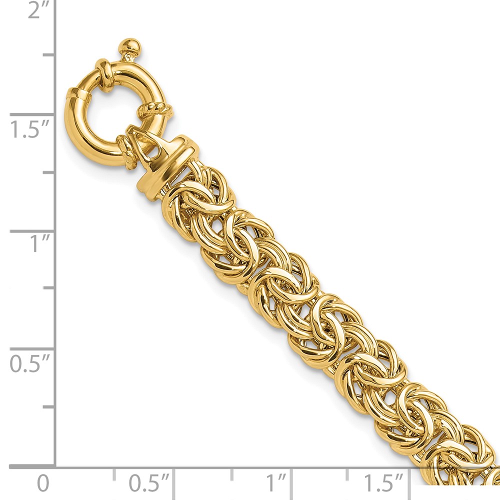 14k Fancy 8mm Flat Byzantine 7.5 inch Bracelet (SF2733-7.5)