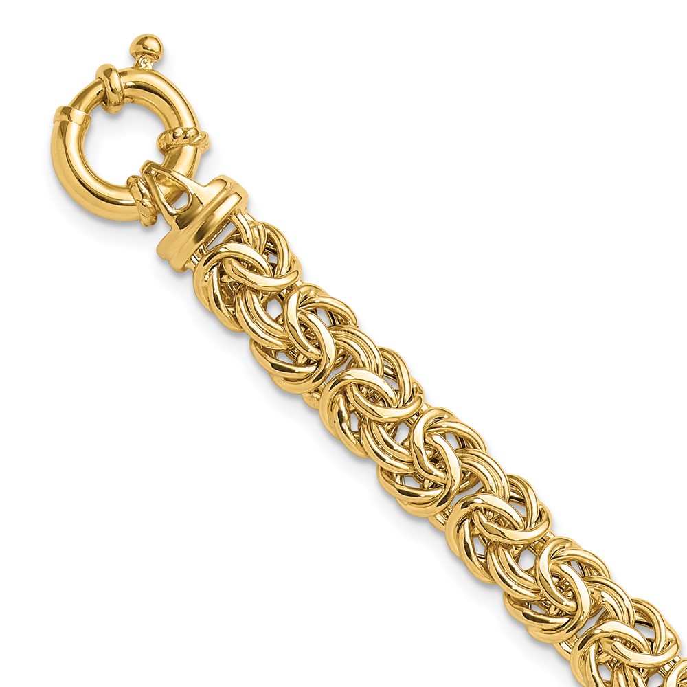 14k Fancy 8mm Flat Byzantine 7.5 inch Bracelet (SF2733-7.5)