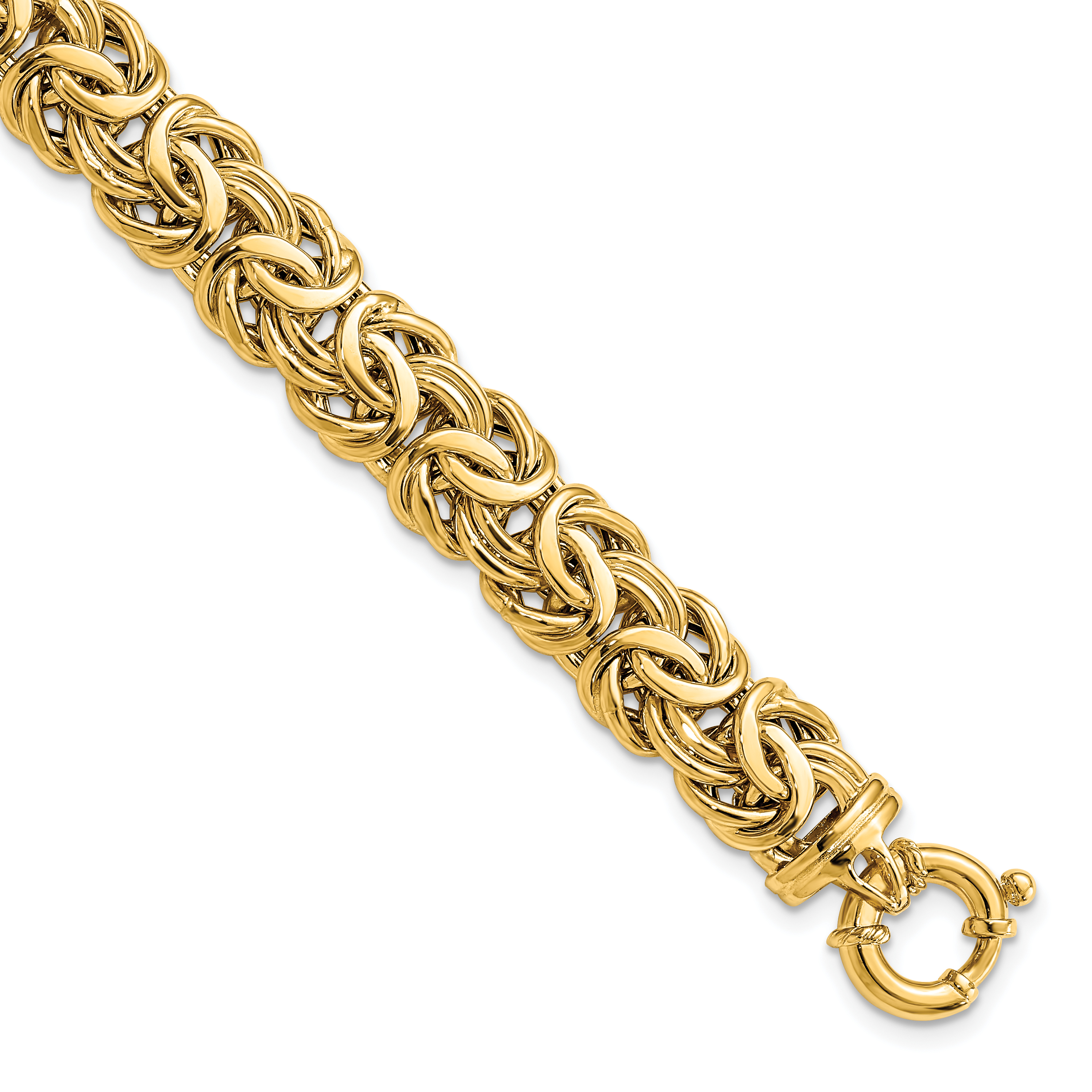 14k Fancy 11mm Flat Byzantine 7.5 inch Bracelet (SF2734-7.5)