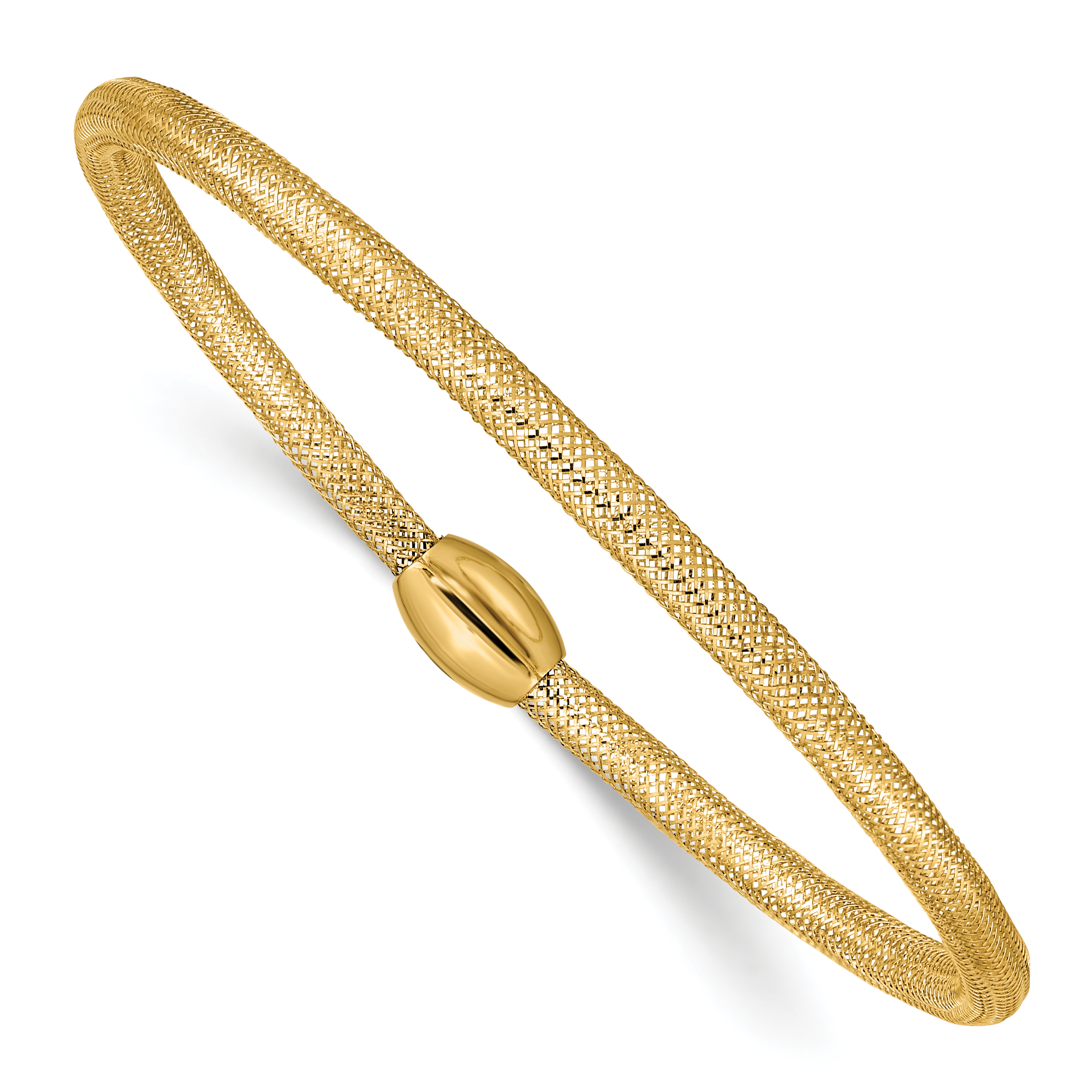 14K 3mm Woven Mesh Slip-on Stretch Bracelet (SF2746)
