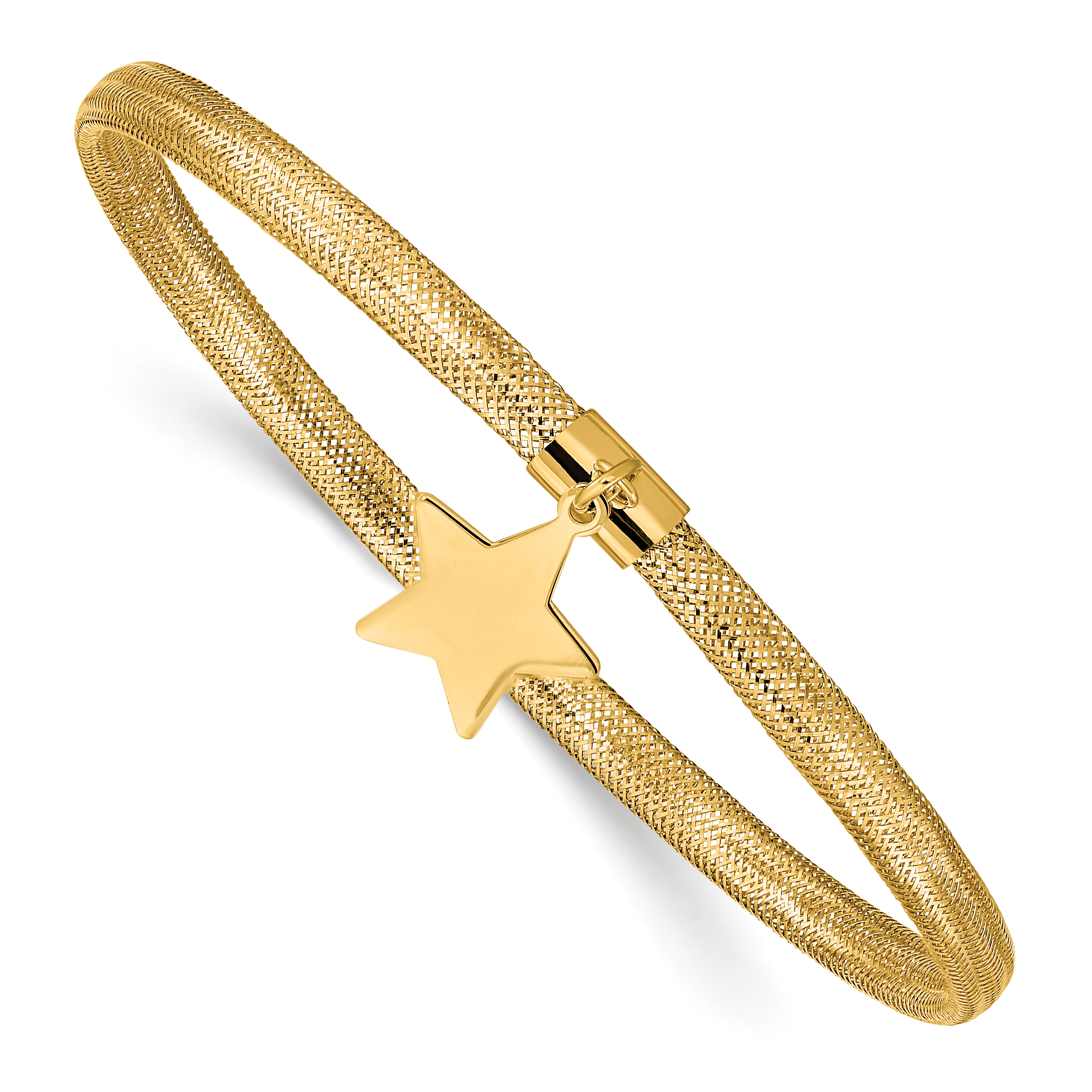 14K Mesh Star Dangle Stretch Bracelet (SF2747)