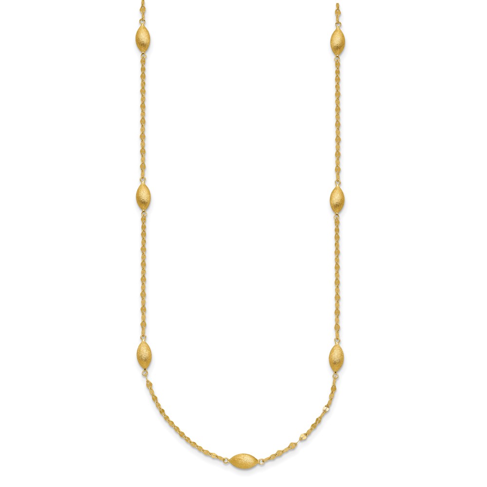 14k Diamond-cut Chain with Satin Oval Beads 18 inch Necklace (SF2754-18)